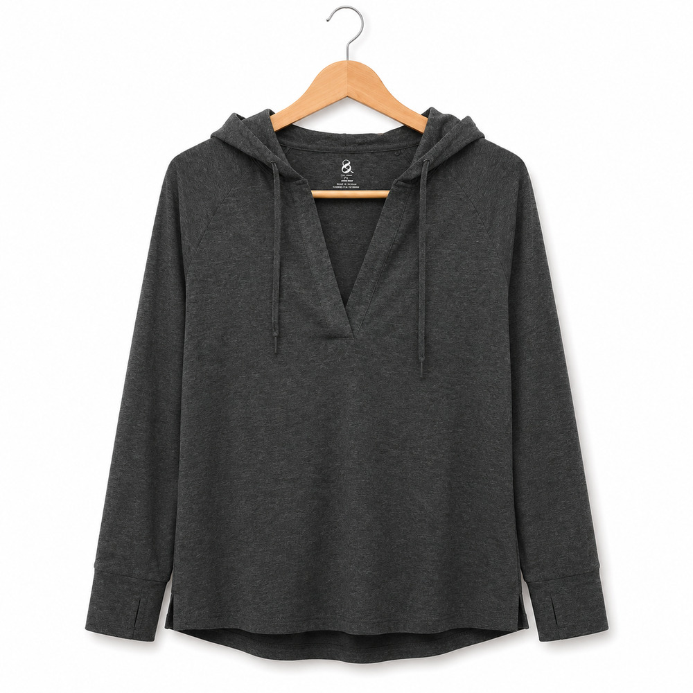 Lou & Grey Pullover Slouchy Hoodie Womens Size XL Heather Charcoal Grey Relaxed